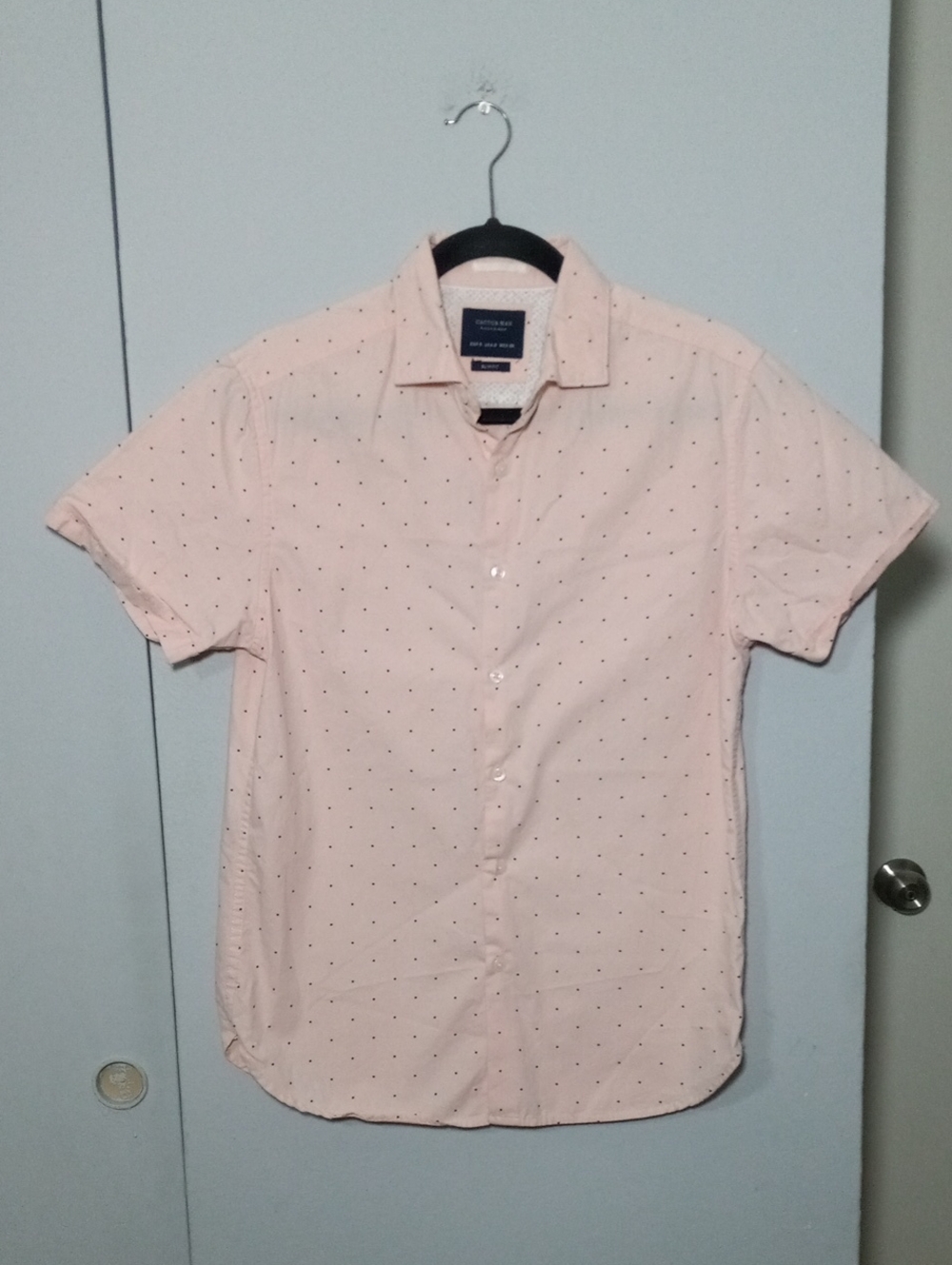 Cactus Light Pink Short-Sleeve Dot Print Button-Down Shirt Size S
